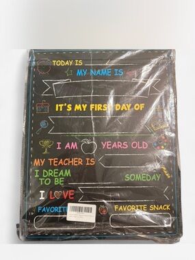 Chalkboard Style First Day of School Sign - Multicolor